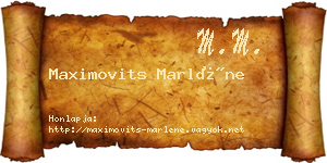 Maximovits Marléne névjegykártya
